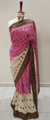 Pink Ivory Dual Tone Georgette Chiffon Saree