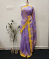 "Lavender-Mustard 7-Yard Cotton Saree"