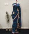 Royal Blue Chunri Saree with Zari and Thread Embroidery